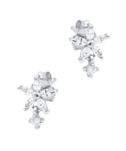 Beautiful Flower CZ Silver Stud Earring STS-6891